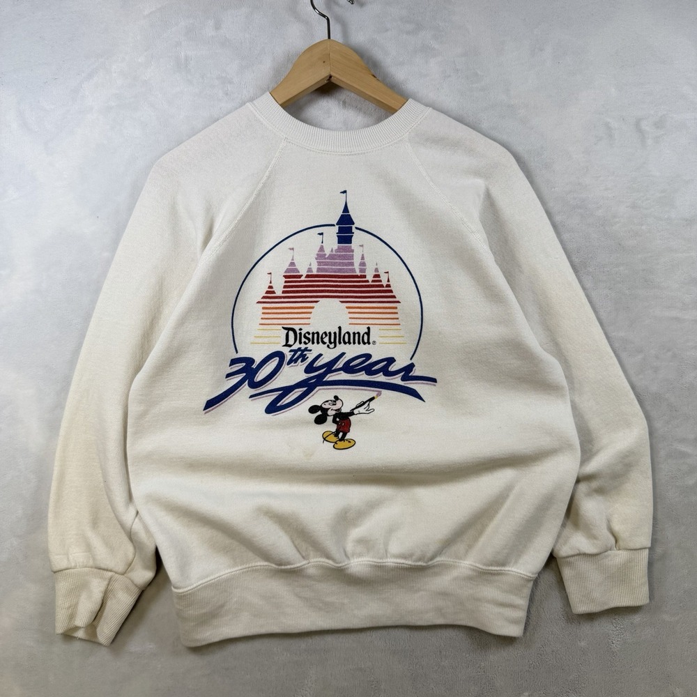 Vintage 80s Disneyland 30 Years Sweatshirt White Size M Distressed
